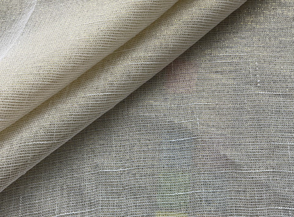 Metallic Faux Sheer Linen Event Drapery Panels | Metallic Linen Curtains | 108" Wide | Gold and Silver |