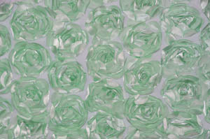 Rosette Satin Bordeaux Fabric by the Yard | Rosette Satin Flower on Mesh Background | Multiple Colors |