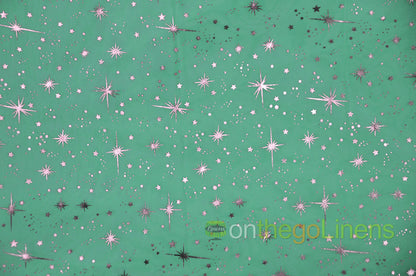 Star Foil Organza Fabric by the Yard | Metallic Star Print on Organza Fabric | 60" Wide | Multiple Colors |