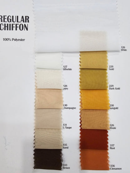 IFR Chiffon Fabric by the Yard & Wholesale Bolt | 100% Polyester Chiffon Fabric | Multiple Colors |
