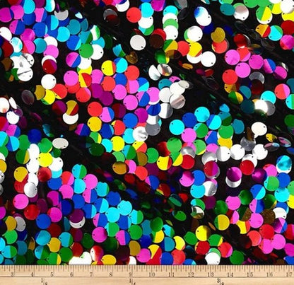 Rainbow Paillette Sequins Fabric by the Yard | Multi Color Sequins Fabric| 52" Wide |
