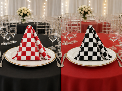 1" Checker Lamour Satin Cloth Napkins for Weddings & Events