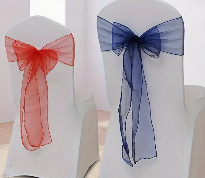 Crystal Organza Chair Sashes | Pack of 50 for 89.99 | USA Made | Multiple Colors | 8" x 108" Size