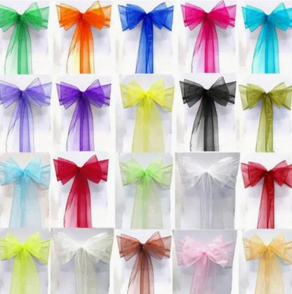 Crystal Organza Chair Sashes | Pack of 50 for 89.99 | USA Made | Multiple Colors | 8" x 108" Size