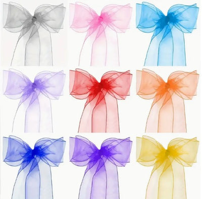 Mirror Organza Chair Sashes | Pack of 50 for 89.99 | USA Made | Multiple Colors | 8" x 108" Size |