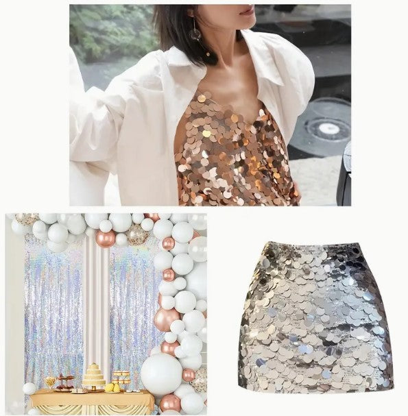 Payette Sequins Fabric by Yard, Paillette Fish Scale Sequins Fabric - OnTheGoLinens Payette Sequins Fabric by Yard, Paillette Fish Scale Sequins Fabric - OnTheGoLinens