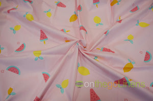 Yellow Lemon Watermelon Fruit Cotton Fabrics | 100% Cotton Print Fabrics | Two Colors |