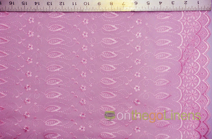 Polyester Cotton Eyelet Embroidery with Double Sided Borders Fabric by the Yard