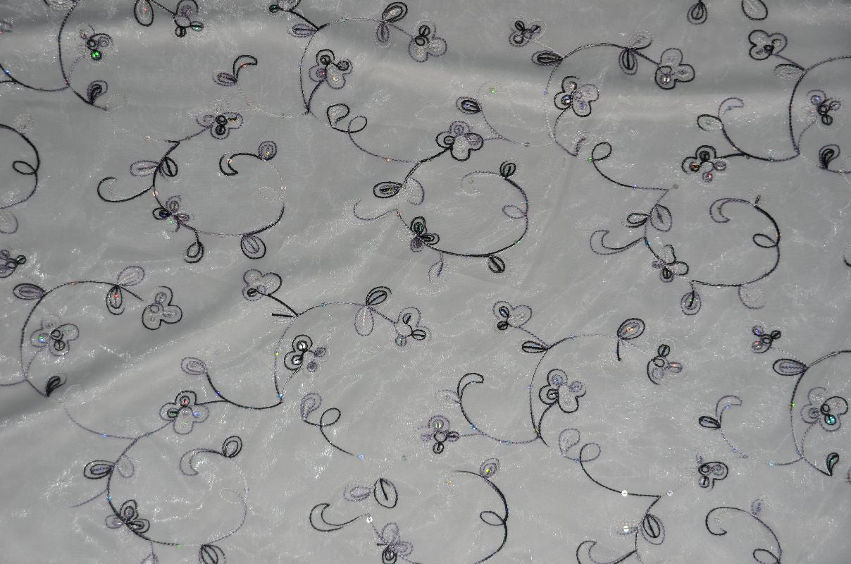 Dahlia Organza Embroidery Fabric by the Yard | 54" Wide | Multiple Colors |