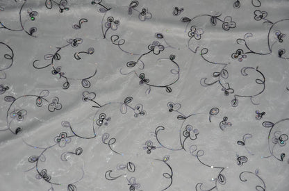 Dahlia Organza Embroidery Fabric by the Yard | 54" Wide | Multiple Colors |