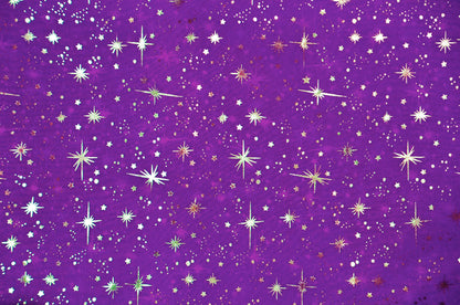 Star Foil Organza Fabric by the Yard | Metallic Star Print on Organza Fabric | 60" Wide | Multiple Colors |