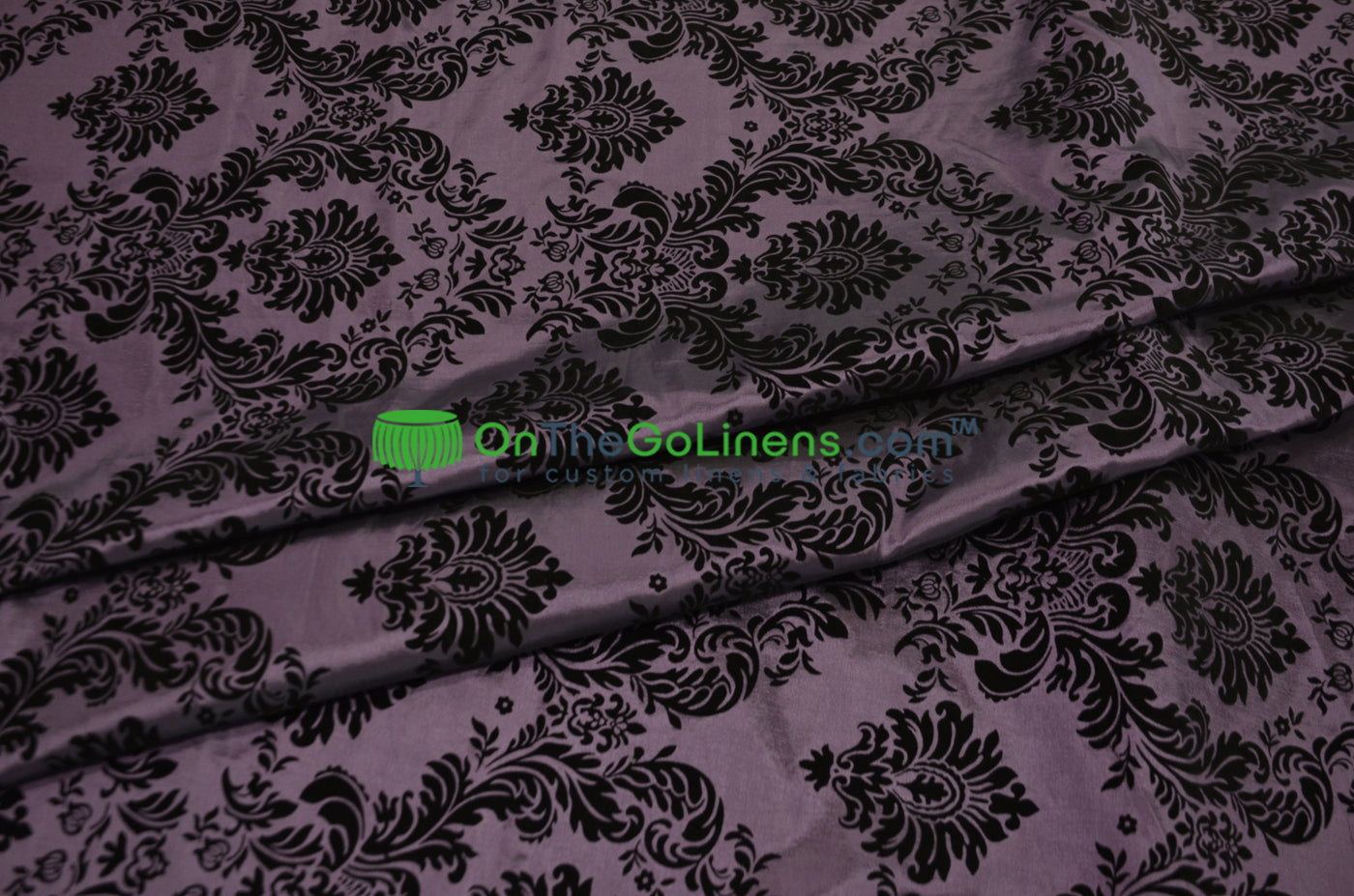 Damask Flocking Taffeta Fabric by the Yard | Flocking Velvet Damask Fabric | 60" wide |