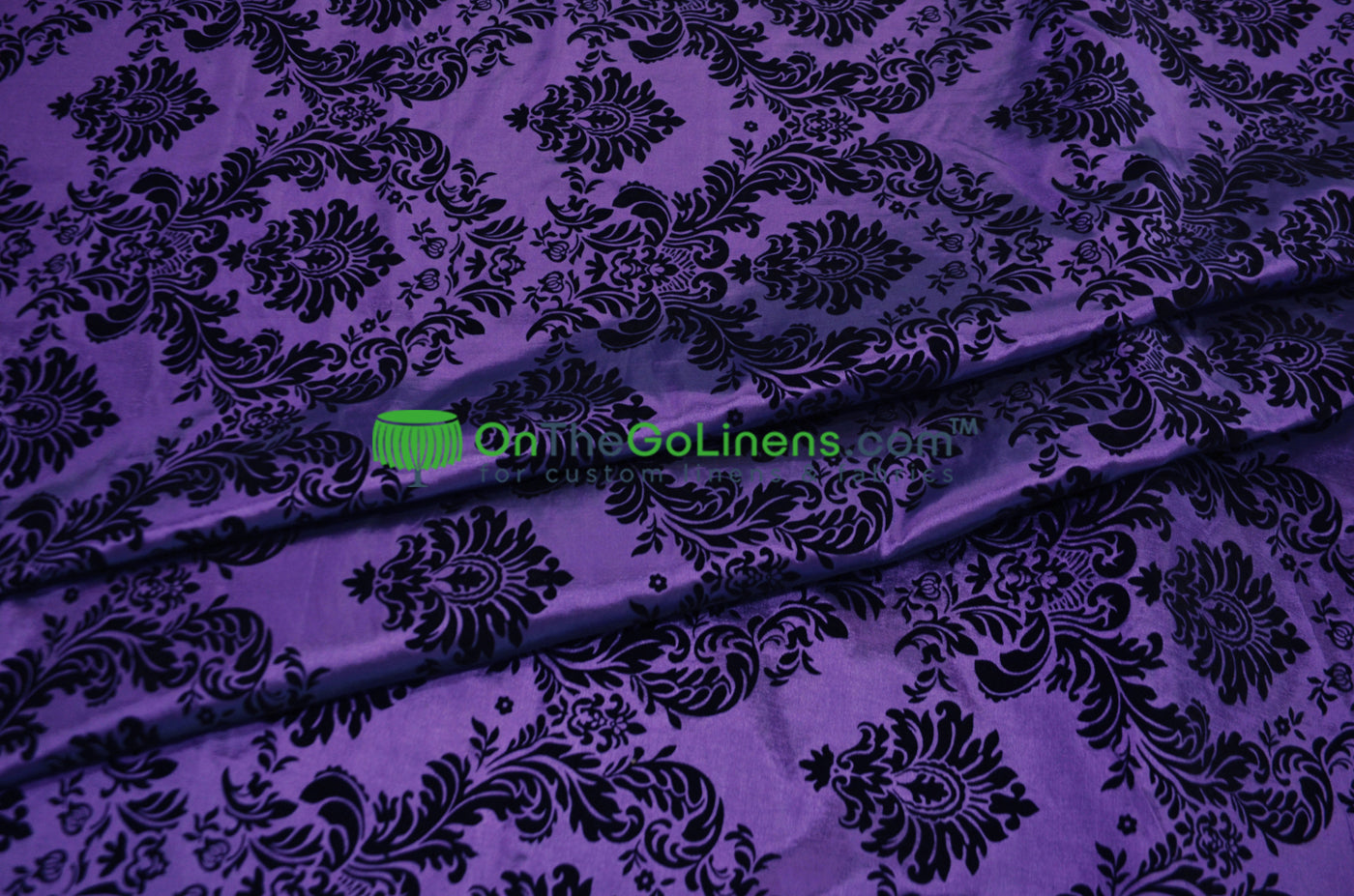 Damask Flocking Taffeta Fabric by the Yard | Flocking Velvet Damask Fabric | 60" wide |