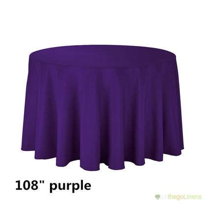 108" Round Polyester Tablecloth | Econoline Ready to Ship | 11 Colors to Choose From |