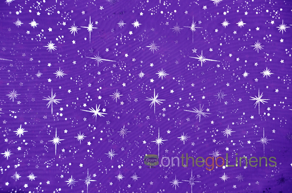 Star Foil Organza Fabric by the Yard | Metallic Star Print on Organza Fabric | 60" Wide | Multiple Colors |