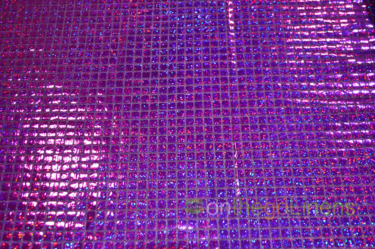 Hologram Quad Sequins Fabric by the Yard | Hologram Square Confetti Sequins Fabric | 45" Wide | Multiple Colors |