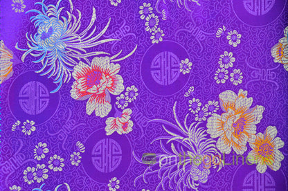 45" Wide Chinese Brocade Flower Fabric by the Yard | Chinese Flower Fabric | Multiple Colors |