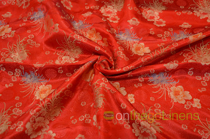 45" Wide Chinese Brocade Flower Fabric by the Yard | Chinese Flower Fabric | Multiple Colors |