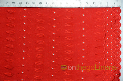 Polyester Cotton Eyelet Embroidery with Double Sided Borders Fabric by the Yard