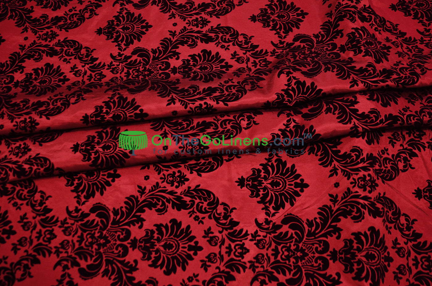 Damask Flocking Taffeta Fabric by the Yard | Flocking Velvet Damask Fabric | 60" wide |