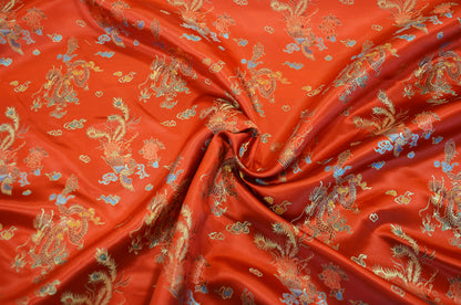 45" Chinese Brocade Dragon Fabric by the Yard | Chinese Dragon Fabric | Multiple Colors