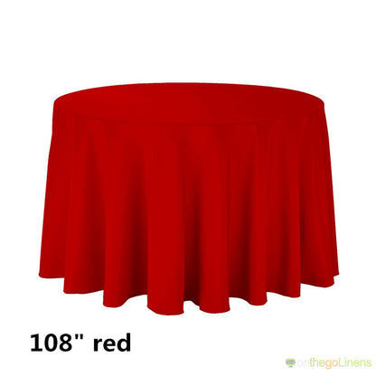 108" Round Polyester Tablecloth | Econoline Ready to Ship | 11 Colors to Choose From |