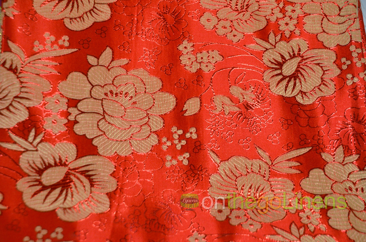 Metallic Brocade Design B23 | Chinese Flower Brocade Fabric | 58" Wide |