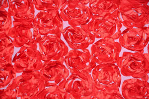 Rosette Satin Bordeaux Fabric by the Yard | Rosette Satin Flower on Mesh Background | Multiple Colors |