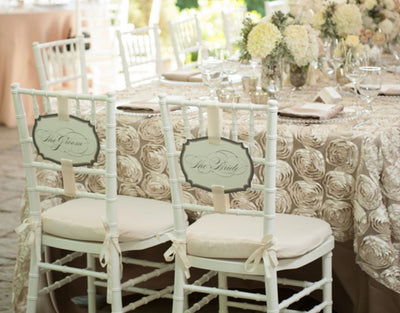 Rosette Satin Bordeaux Table Linens | Rosette Satin Flower on Mesh Background Tablecloths  | Multiple Colors |