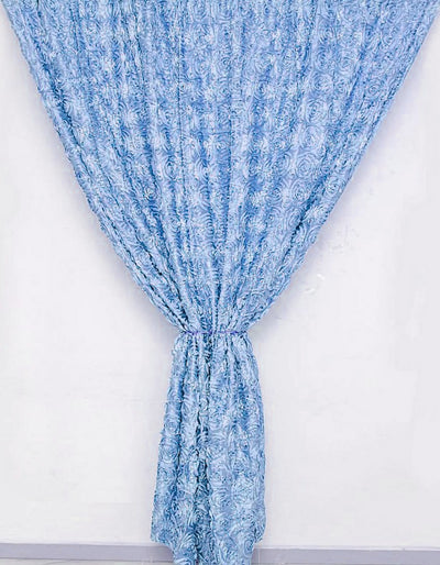 Rosette Satin Event Drapery Panels  | 3d Rosette Satin Curtains | Multiple Colors |