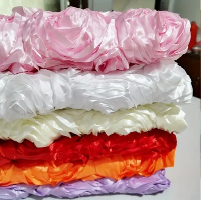 Rosette Satin Fabric by the Yard | 54" Wide | 3d Rose Satin Fabric |