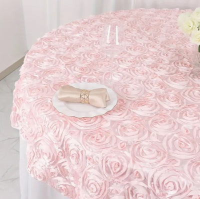 Rosette Satin Fabric Table Linens | 3d Rose Satin Tablecloths | Multiple Colors |
