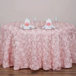 Rosette Satin Fabric Table Linens | 3d Rose Satin Tablecloths | Multiple Colors |