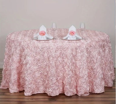 Rosette Satin Fabric Table Linens | 3d Rose Satin Tablecloths | Multiple Colors |