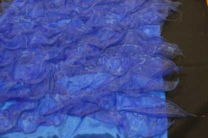 Layered Ruffle Taffeta Fabric by the Yard | Organza Ruffled Taffeta Fabric | 57" Wide | White Ivory Champagne Colors |