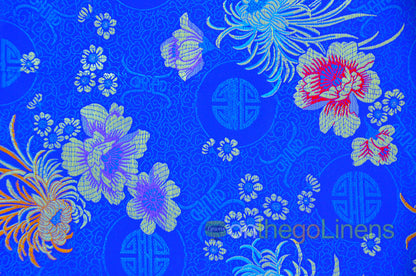 45" Wide Chinese Brocade Flower Fabric by the Yard | Chinese Flower Fabric | Multiple Colors |