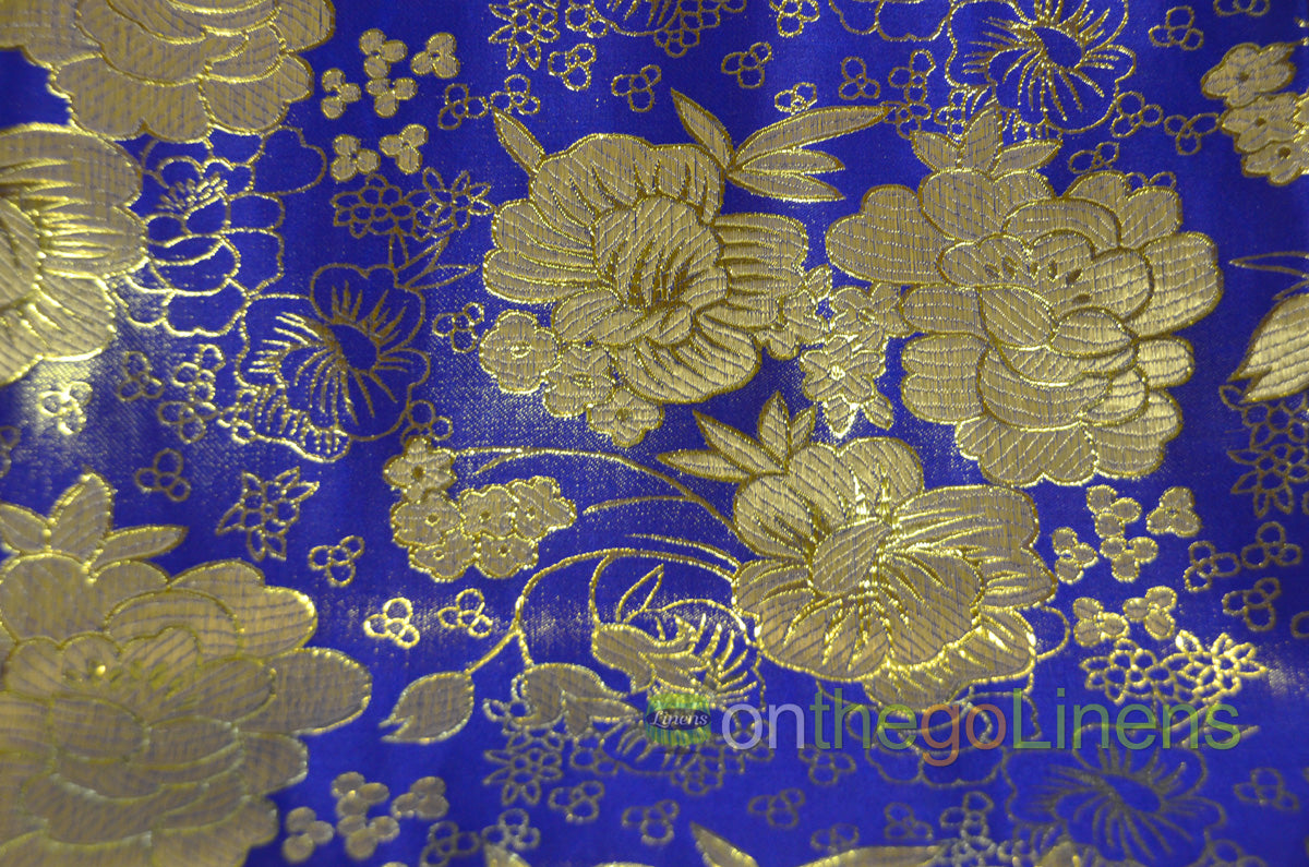 Metallic Brocade Design B23 | Chinese Flower Brocade Fabric | 58" Wide |