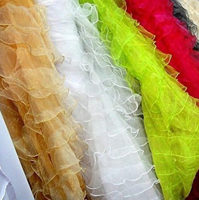Layered Ruffle Mesh Fabric by the Yard | Organza Ruffled Mesh Fabric | 57" Wide |