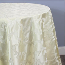 Scarlet Brocade Tablecloths | Damask Brocade Table Linens | White Ivory Brown |