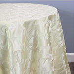 Scarlet Brocade Tablecloths | Damask Brocade Table Linens | White Ivory Brown |
