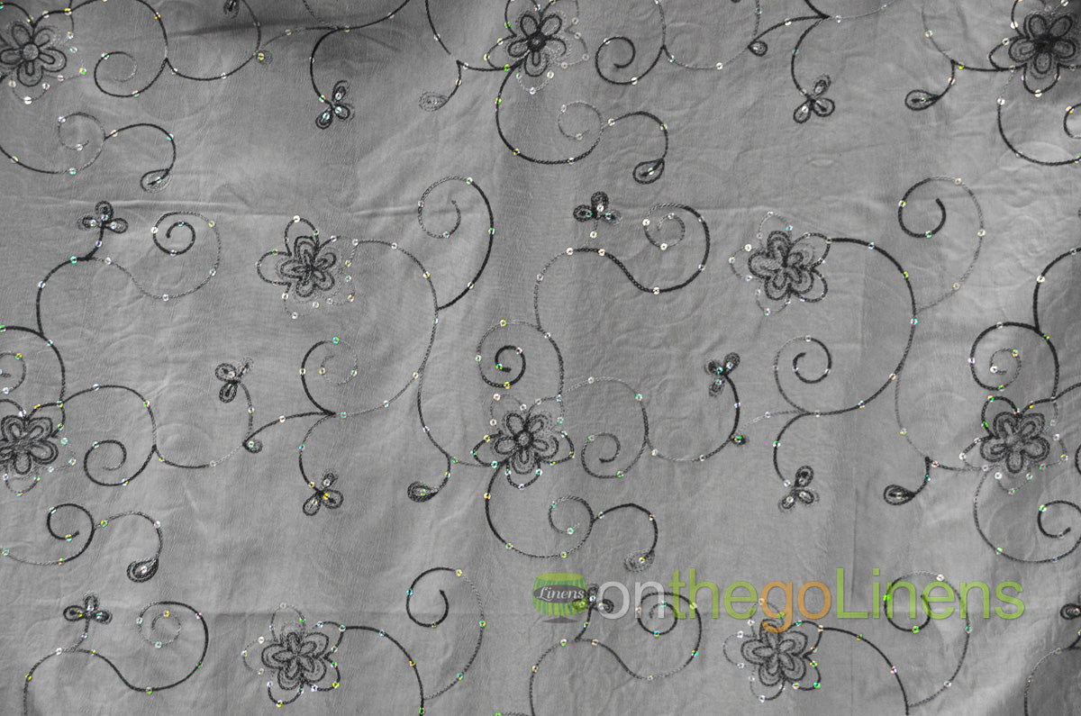 Aurora Taffeta Embroidery Fabrics | Flower Taffeta Embroidery with Sequins |