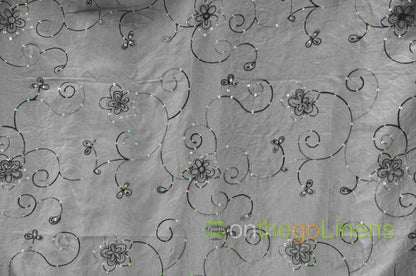 Aurora Taffeta Embroidery Fabrics | Flower Taffeta Embroidery with Sequins |