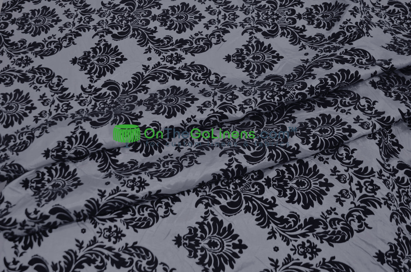 Damask Flocking Taffeta Fabric by the Yard | Flocking Velvet Damask Fabric | 60" wide |