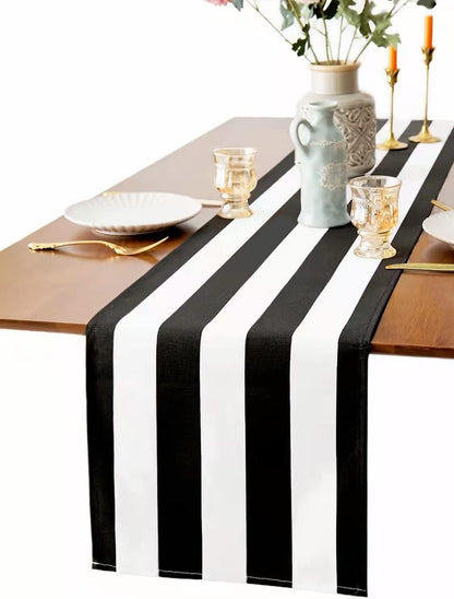 1" Stripe Lamour Satin Print | Table Runners | Four Colors Available |