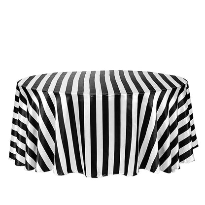 1" Stripe Lamour Satin Print | Tablecloth, Table Linens, Table Drapes, Overlays | Two Colors Available |