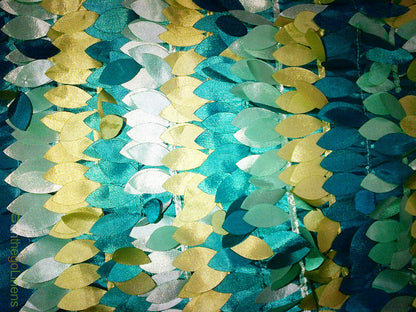 Multi Color Leaf Taffeta Fabric by the Yard | Multi Color Petal Fabric | 57" Wide |