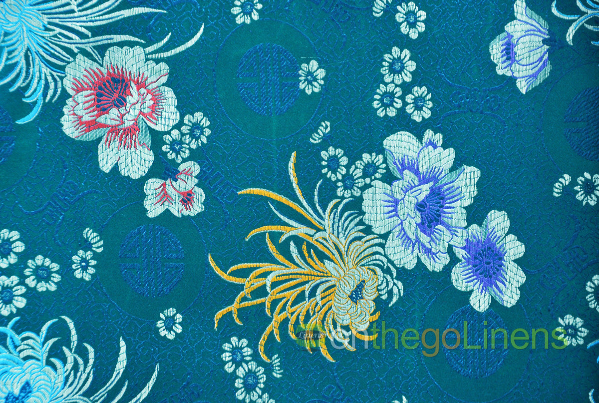 45" Wide Chinese Brocade Flower Fabric by the Yard | Chinese Flower Fabric | Multiple Colors |