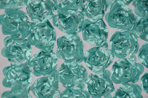 Rosette Satin Bordeaux Fabric by the Yard | Rosette Satin Flower on Mesh Background | Multiple Colors |