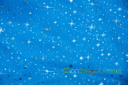 Star Foil Organza Fabric by the Yard | Metallic Star Print on Organza Fabric | 60" Wide | Multiple Colors |