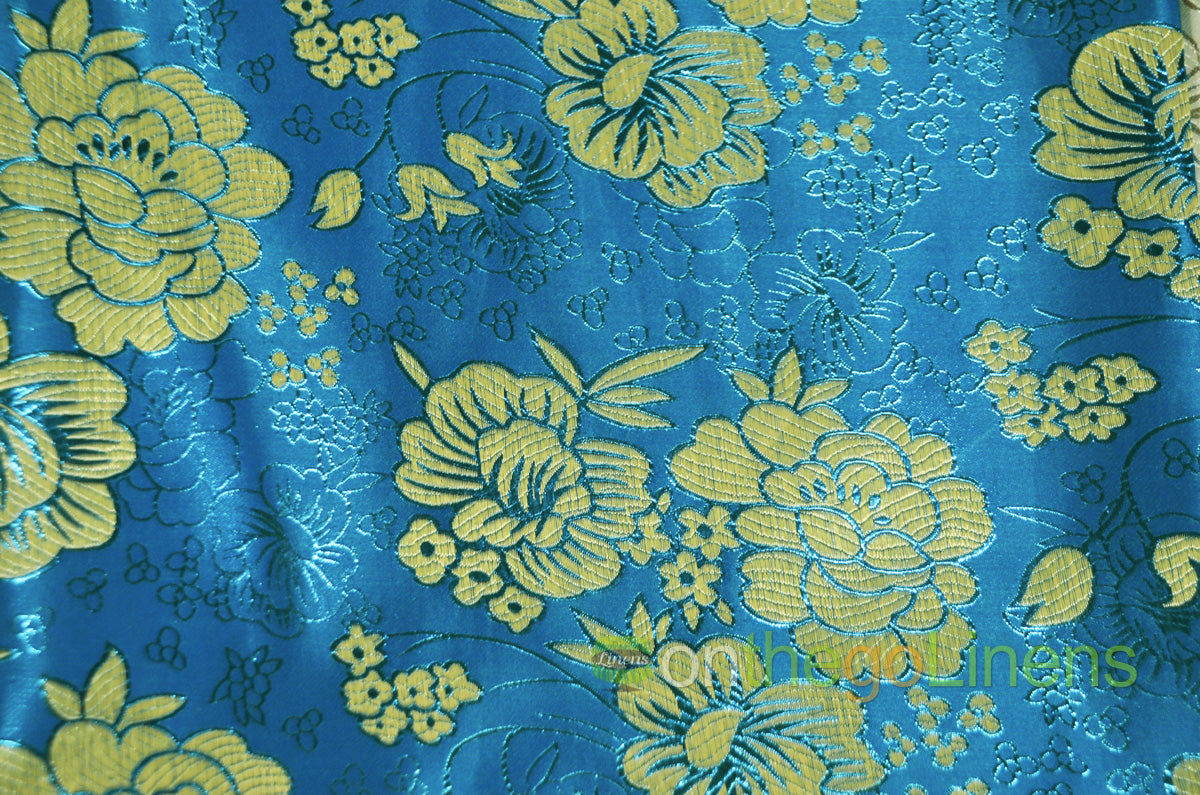 Metallic Brocade Design B23 | Chinese Flower Brocade Fabric | 58" Wide |